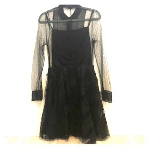 Red Valentino Long Sleeved Ruffled Dress